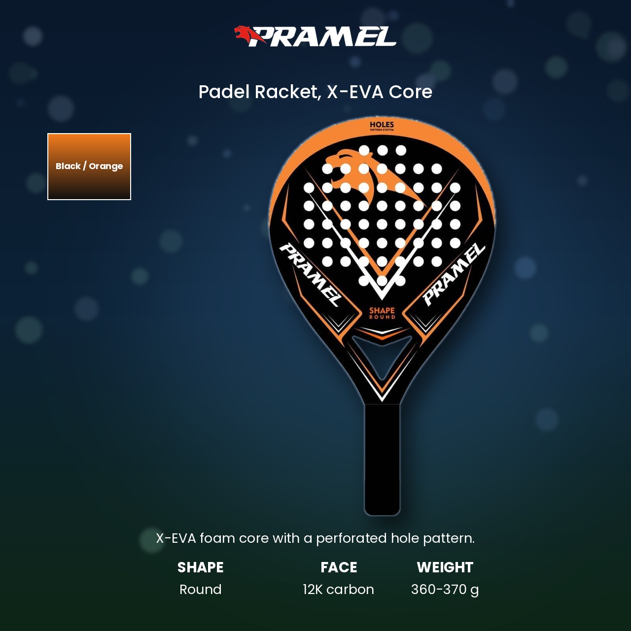 Pramel X-Eva Padel Rackets - Black / Orange 